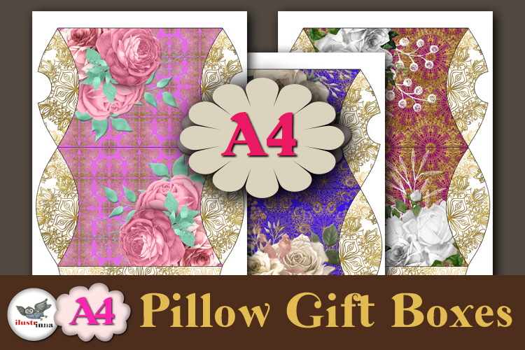 Floral Pillow Gift Box Printable A4 Template Vol 1