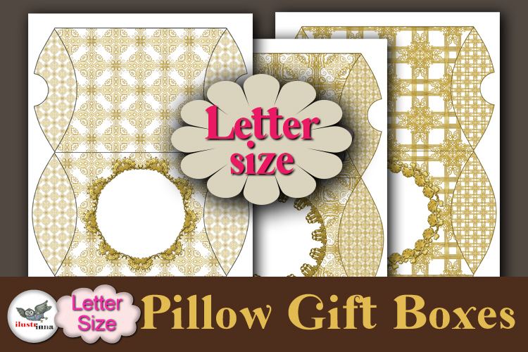Gold Ornate Pillow Box Template Kit Vol.2 Letter