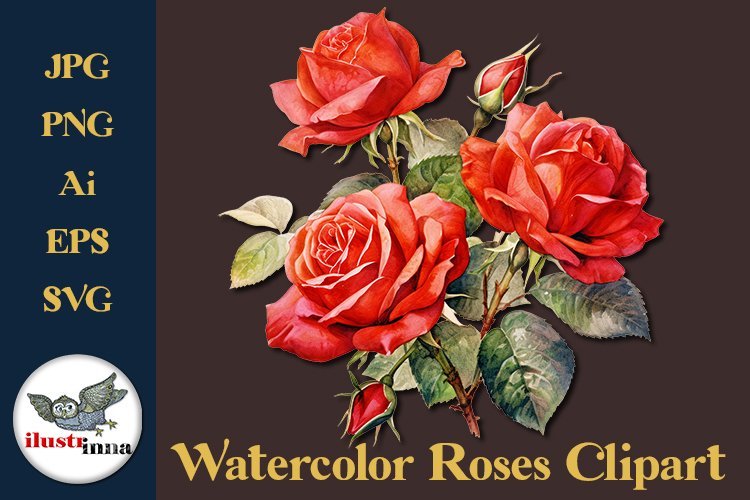 Watercolor Rose Clipart Image 2