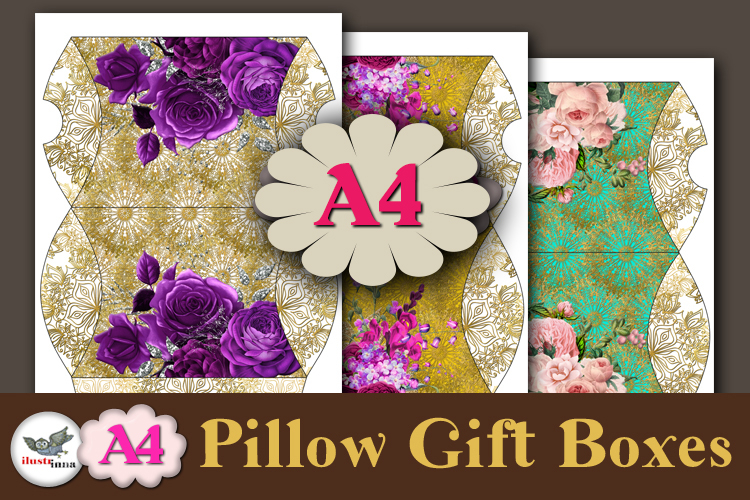 Floral Pillow Gift Box Printable A4 Template Vol 2