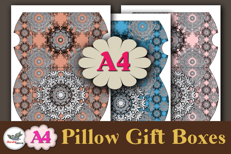 Silver Mandala Pillow Box Template Kit Vol.2 A4