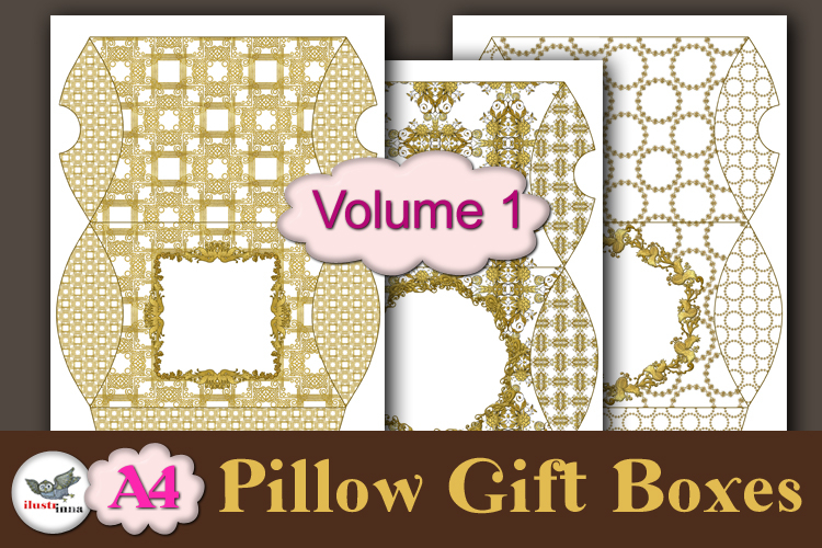 Gold Ornate Pillow Box Template Kit A4 Printable
