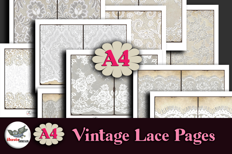 Antique Lace Junk Journal Pages Kit A4 Printable