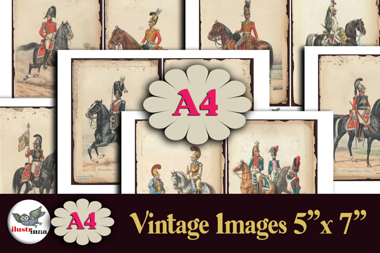 Antique French Military Journal Pages A4 Printable