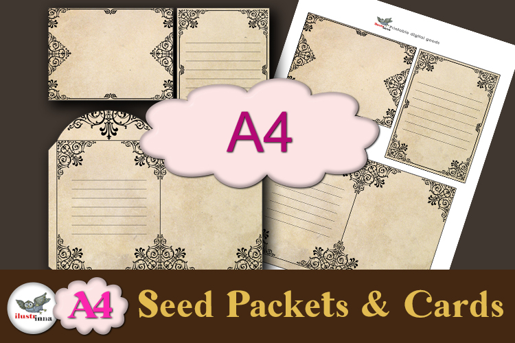 Victorian Seed Packet Cards Printable A4 Set