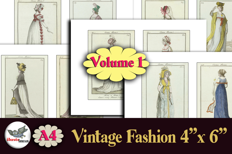 Vintage French Fashion Images 4x6 Printable Set Vol.1 example image 1