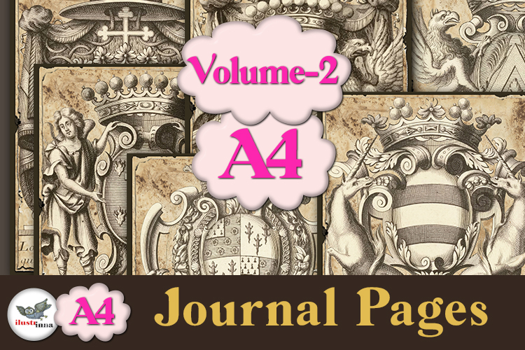Vintage Heraldry Journal Pages A4 Printable Vol 2