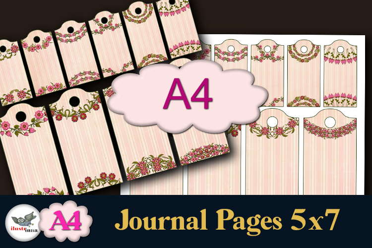 Floral Journal Tags 2 Sizes A4 Printable Set