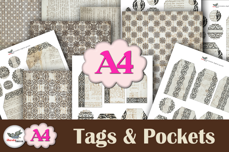 Leonardo Da Vinci Tags & Pockets Junk Journal Kit A4