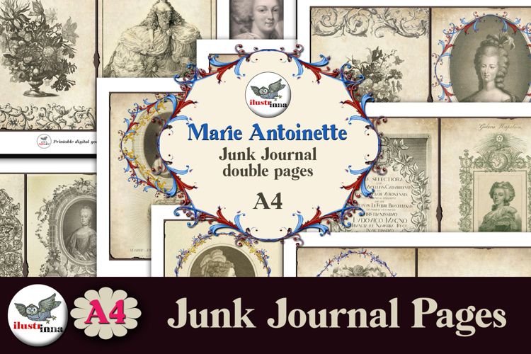 Marie Antoinette Junk Journal Kit A4 Vintage Pages