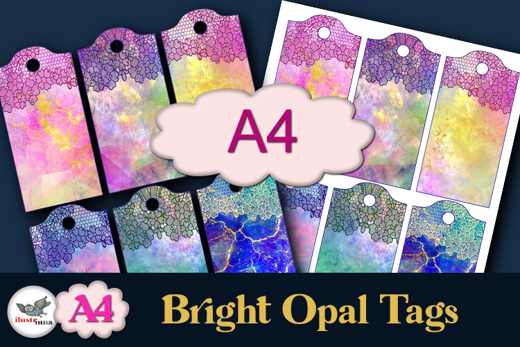 Bright Opal Printable Tags A4 Set