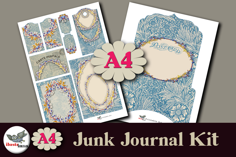Winter Garden Junk Journal Kit A4 Cards & Tags