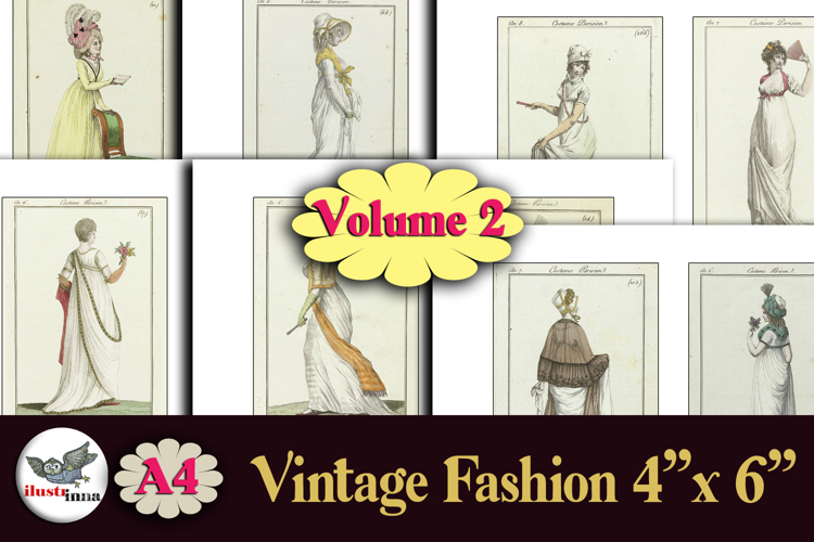 Vintage French Fashion Images 4x6 Printable Vol.2 example image 1