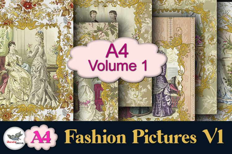 Vintage Fashion Junk Journal Pages A4 Printable Set