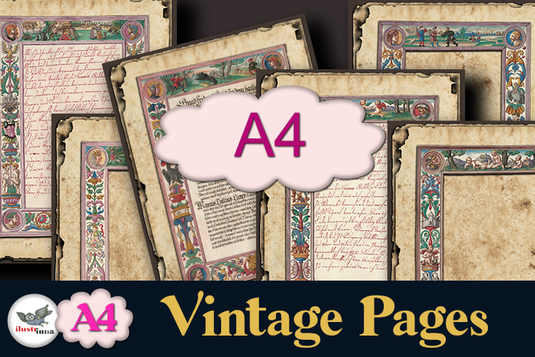 Vintage Illuminated Frames Papers A4 Set example image 1