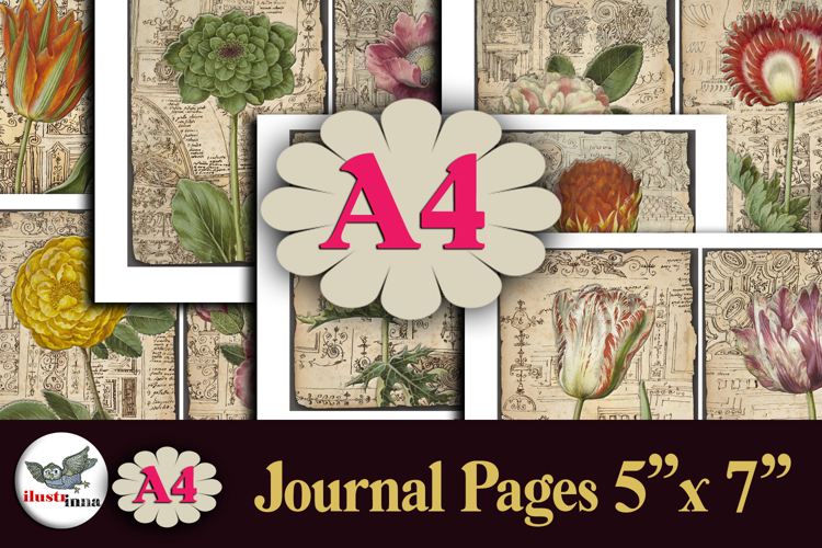 Vintage Botanical Journal Pages Printable Kit A4