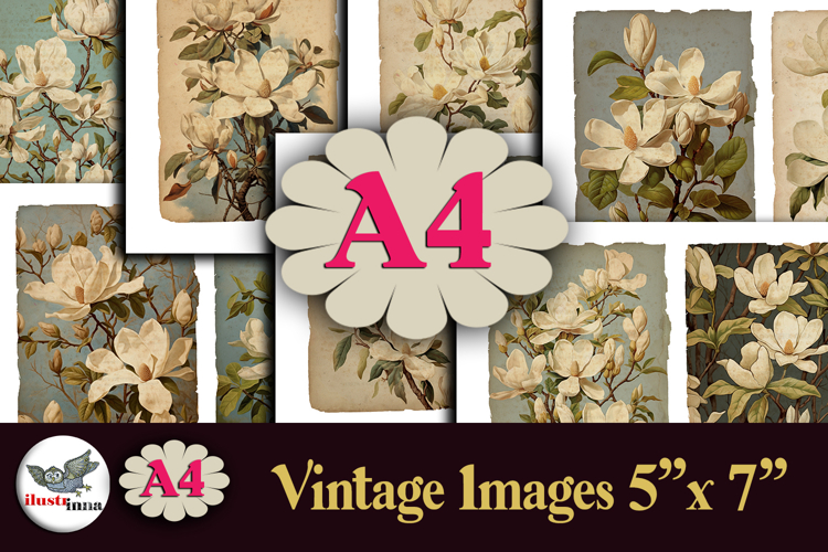 White Magnolia Botanical 5x7 Printable Journal Kit
