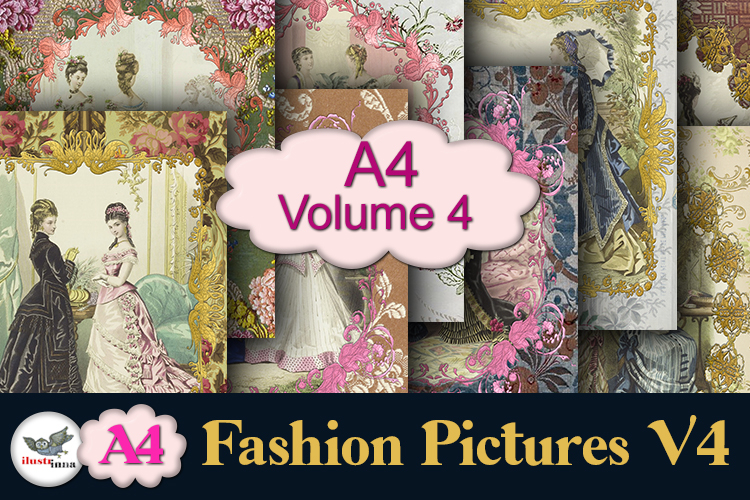 Vintage Fashion Junk Journal Pages A4 Volume 4