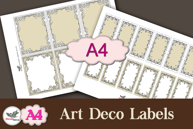 Art Deco Blank Labels Printable Kit A4