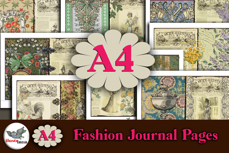 La Mode Illustrée Paris A4 Junk Journal Pages
