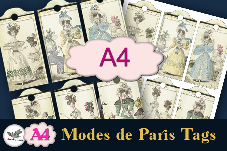 Modes de Paris Vintage Tags Printable A4