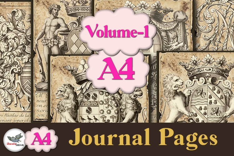 Vintage Heraldry Journal Pages A4 Printable Set