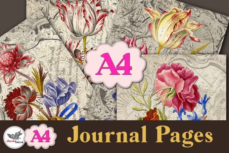 Vintage Floral Journal Pages A4 Printable Set