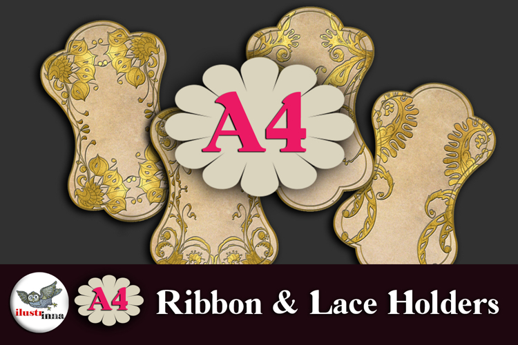Gold Art Nouveau Ribbon & Lace Holders Printable A4