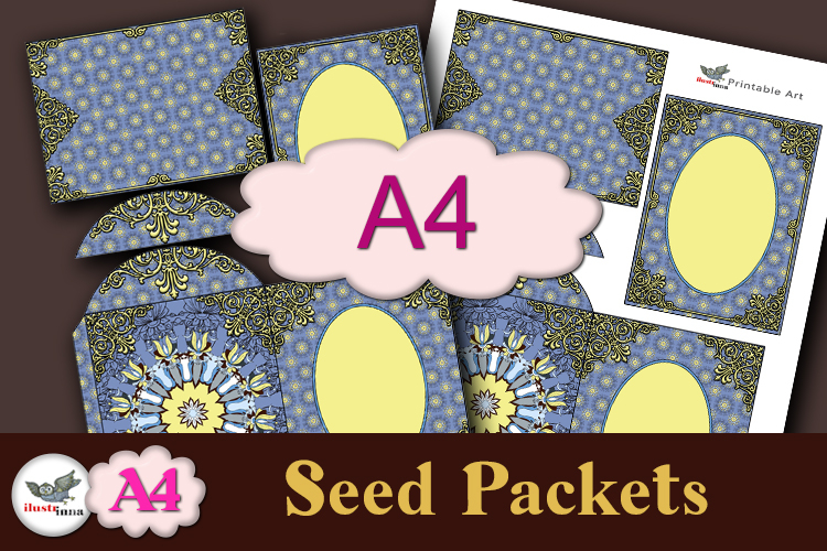 Blue Vintage Seed Packet Printable Template A4