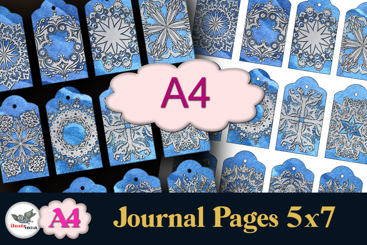 Blue & Silver Christmas Tags A4 Printable Set