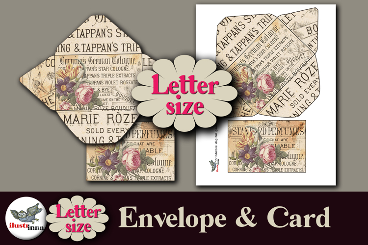 Vintage Marie Rose Envelope and Card Printable Kit example image 1