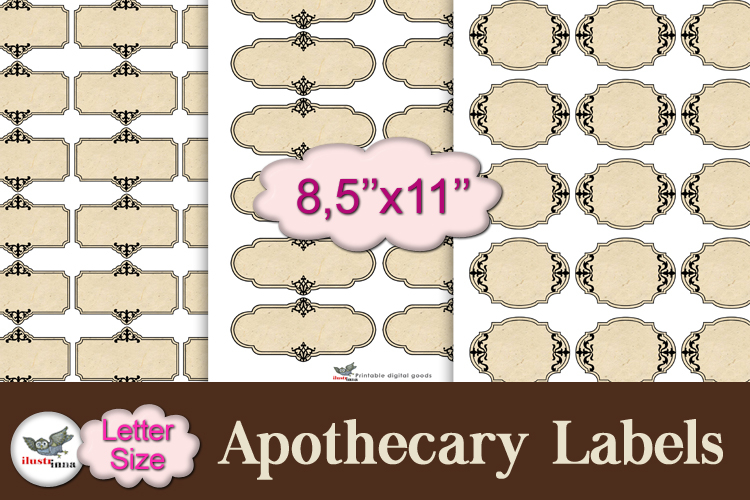 Vintage Apothecary Labels Letter Size Printable