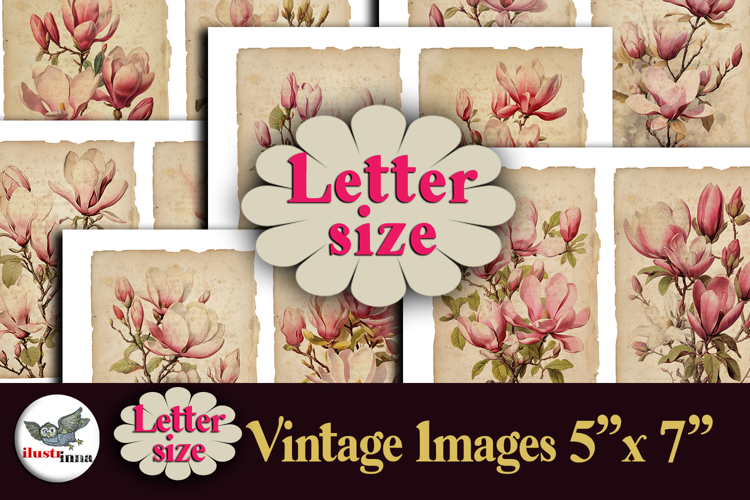 Pink Magnolia Vintage 5x7 Journal Pages Kit Letter