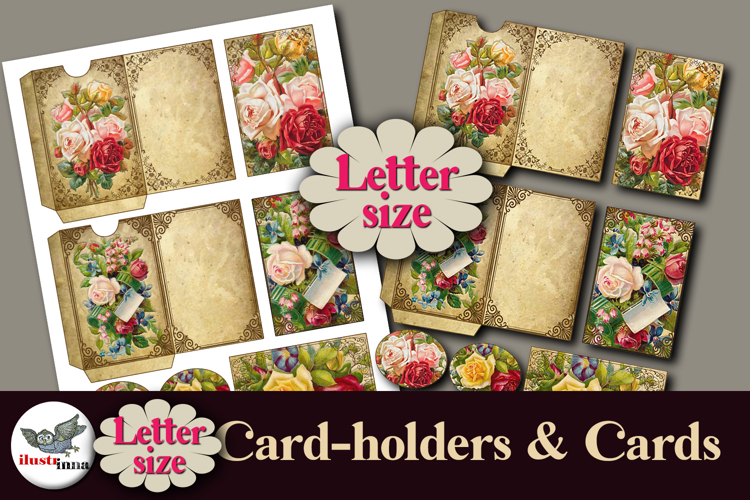 Vintage Floral Card Holders & Cards Printable Set