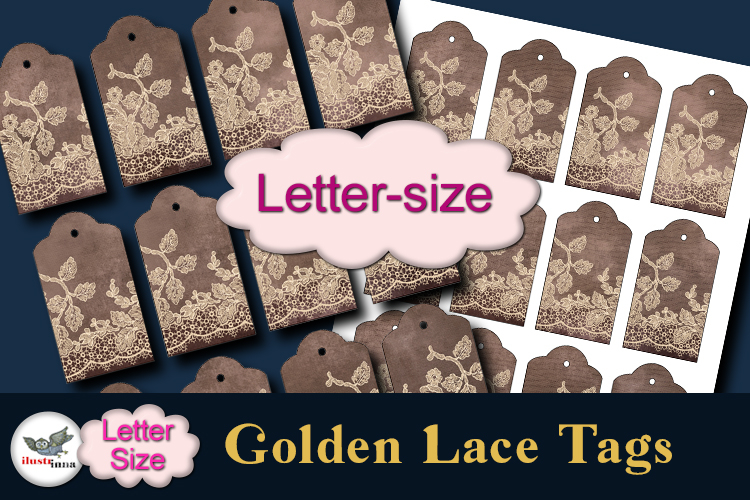 Vintage Golden Lace Gift Tags Printable Letter