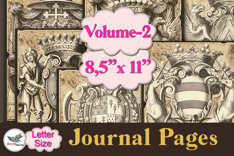 Vintage Heraldry Journal Pages Kit Letter Size Vol 2