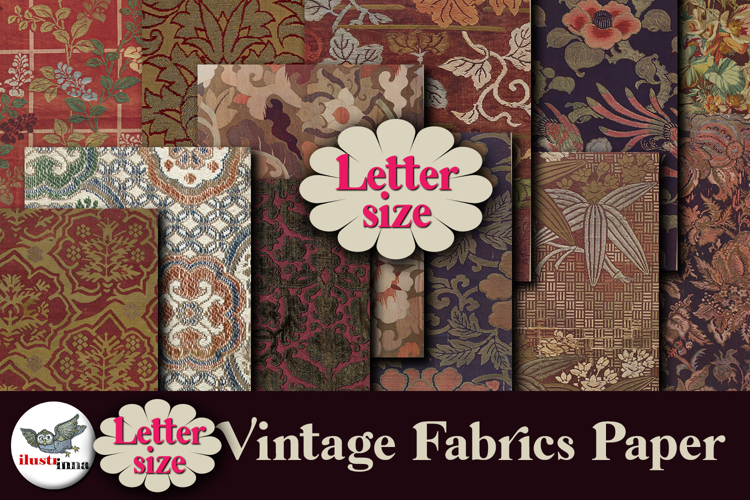 Vintage Fabric Digital Papers Letter Size