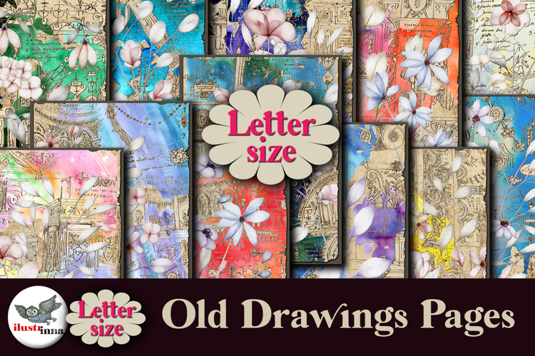 Vintage Floral Drawing Papers Letter Size