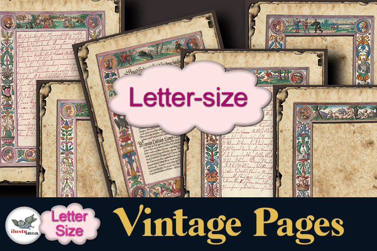 Vintage Illuminated Frames Papers Letter Size example image 1