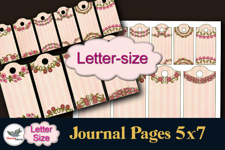 Floral Journal Tags 2 Sizes Letter Printable Set
