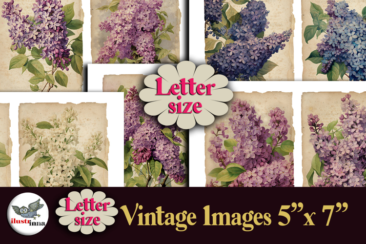 Vintage Lilac Flowers 5x7 Printable Kit Letter Size