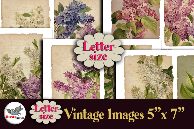 Vintage Lilac Flowers Printable Kit 5x7 Letter
