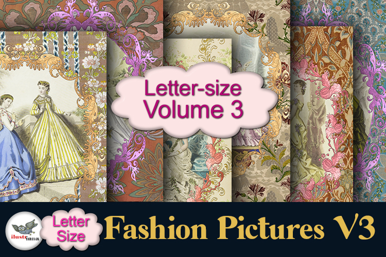 Vintage Fashion Junk Journal Pages Letter V3