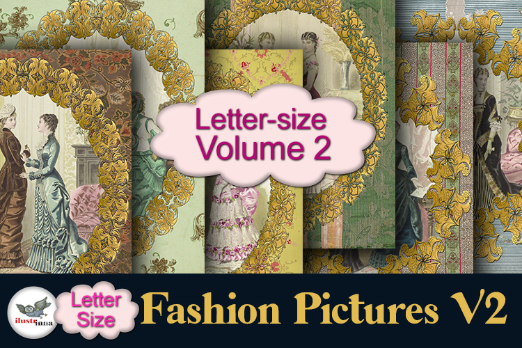 Vintage Fashion Junk Journal Pages Letter V2