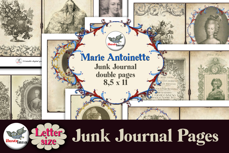 Marie Antoinette Junk Journal Pages Kit Letter Size