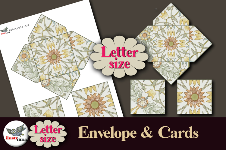 William Morris Silver Floral Cards   Envelope Letter Size