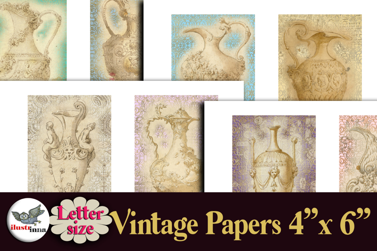 Vintage Vase Papers 4x6 Letter Size Printable Set