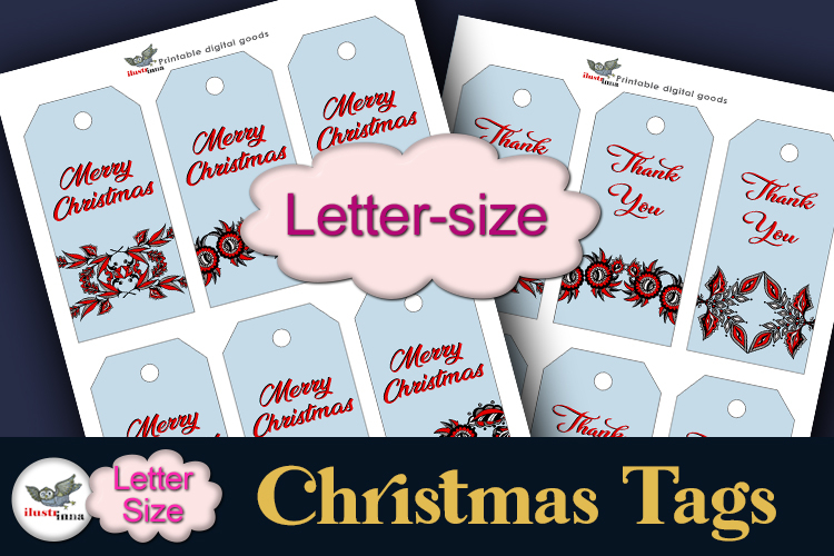 Merry Christmas Gift Tags Printable Set Letter Size
