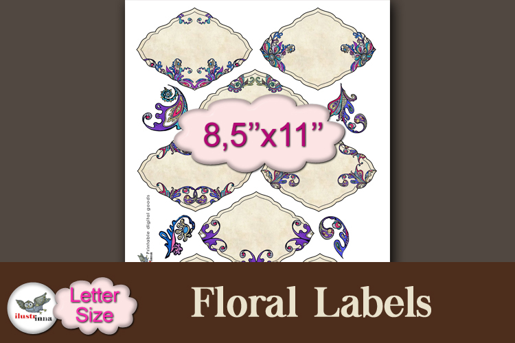 Vintage Floral Labels Letter Size Printable Set