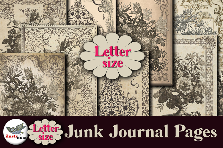 Vintage Floral Frames Junk Journal Pages Letter